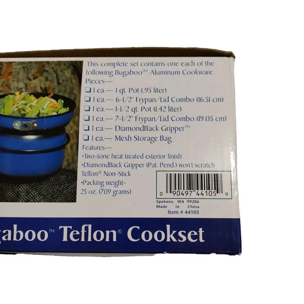 GSI Outdoors Bugaboo 5 pc Teflon Cookset Blue Non-Stick Aluminum Camp Tailgate